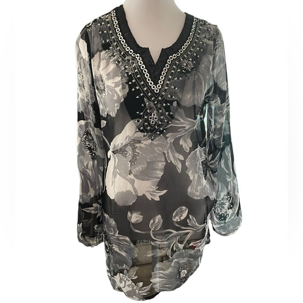 SHEER‎ LONG SLEEVE TOP by CHAUDRY, Medium